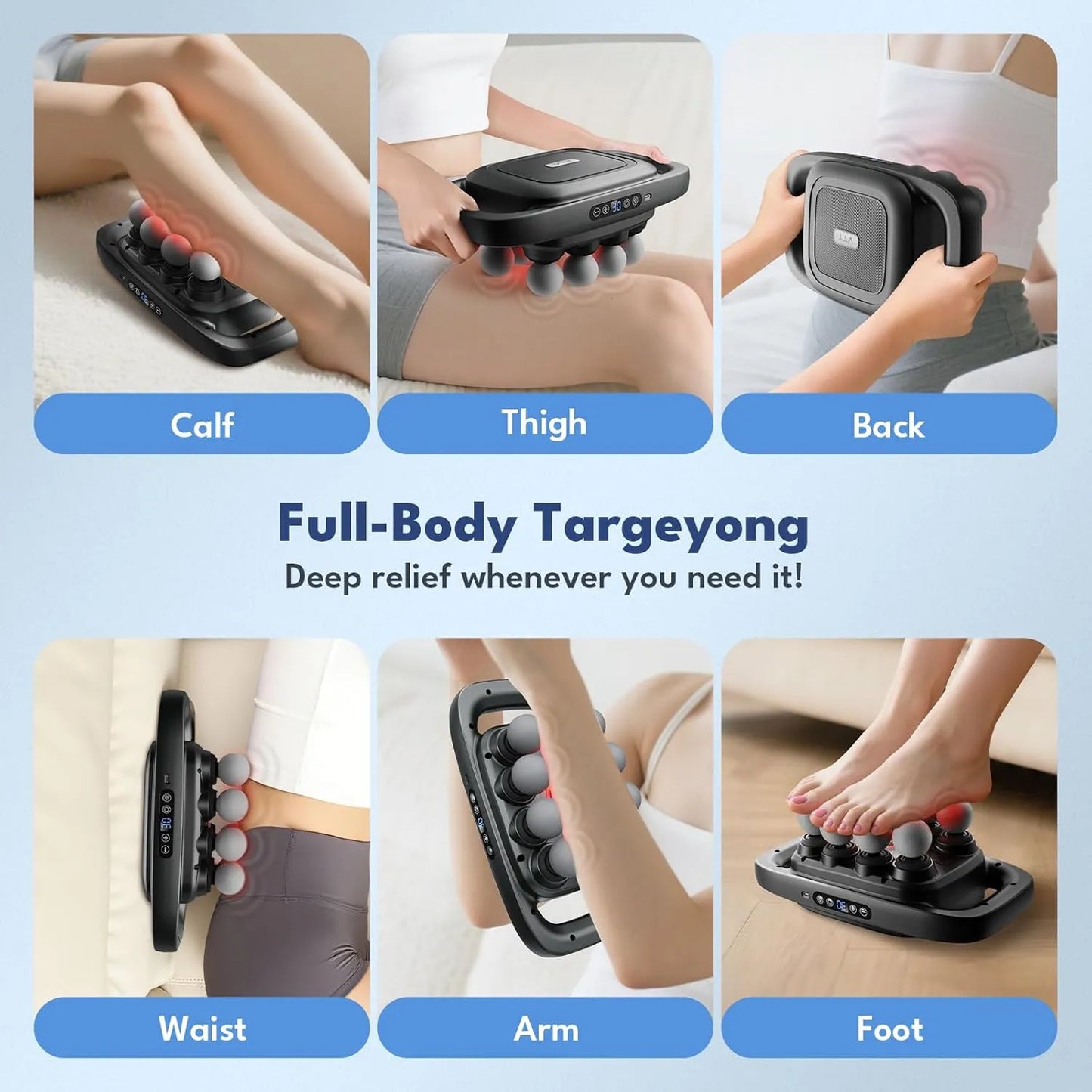 8 Head Massage Gun For Back, Shoulders, Legs, & Muscle Pain Relief