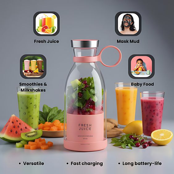 Electric Juicer Blender Mixer USB Rechargeable Machine Household Portable Blender